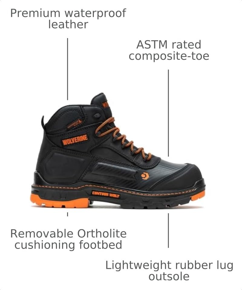 Wolverine Men's Overpass WP CM Mid Black/Orange – BLACK.ORANGE